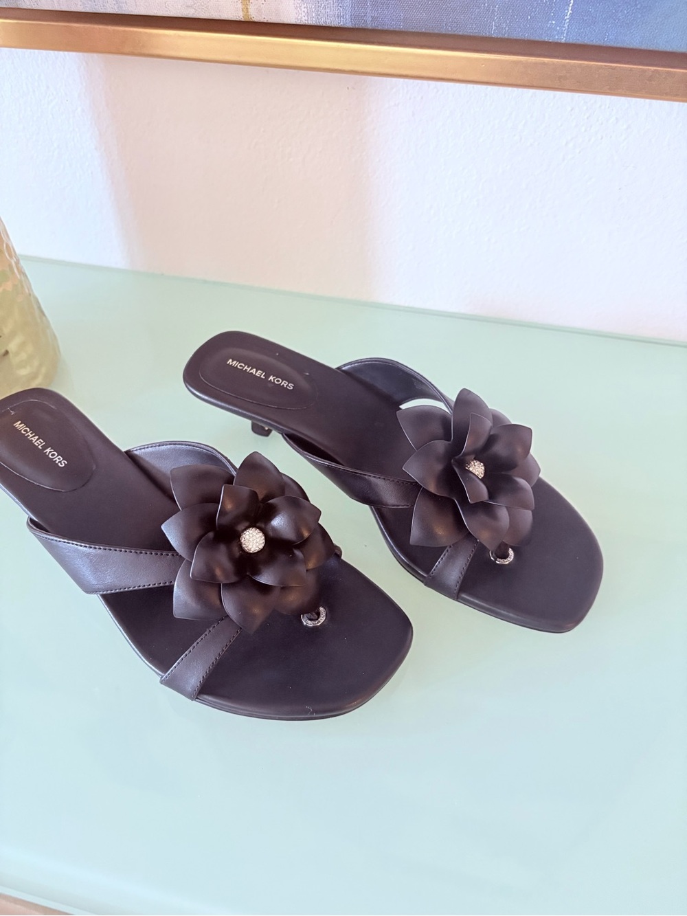 NWT- Michael Kors Black Floral Sandals